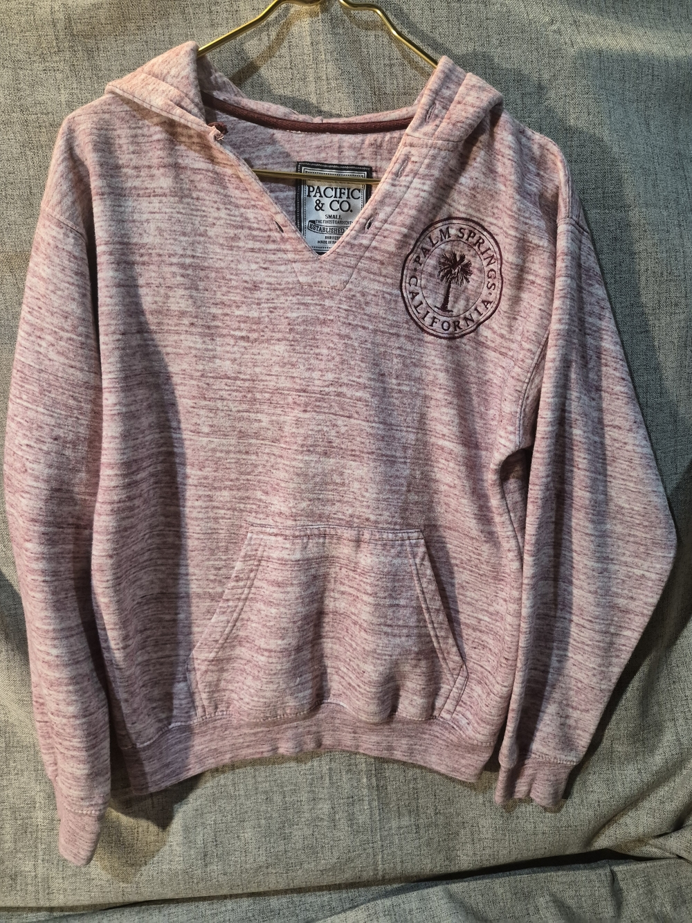 Women's Pink Hooded Pullover Sweatshirt